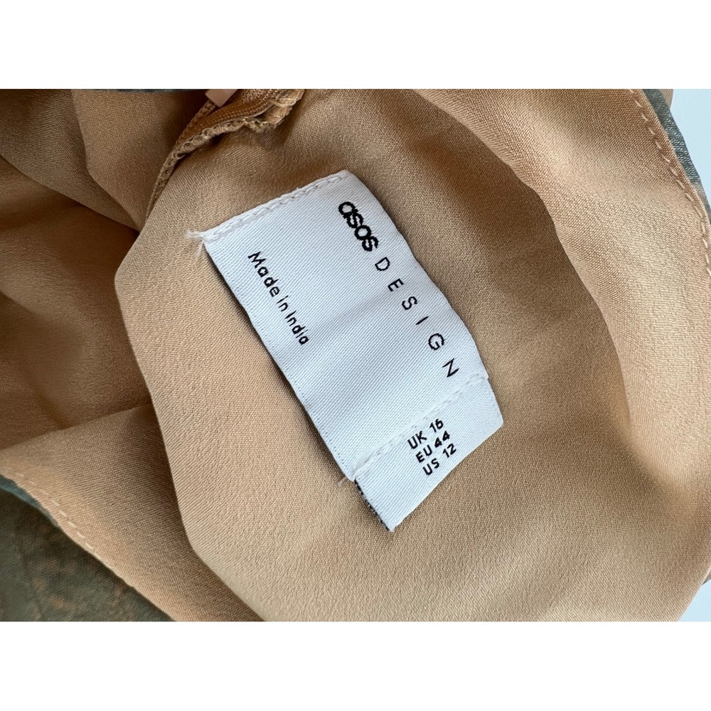 ASOS Chiffon High Neck Double Layer Maxi Dress Marbled Brown Fairy whimsical 12 - Picture 7 of 11